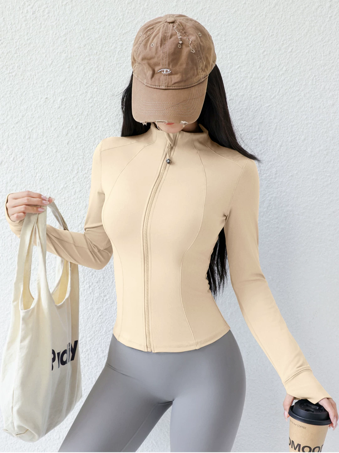 Áo khoác yoga nữ hè 2026 kiểu mới cổ đứng, áo thể thao ôm dáng, áo tập luyện chạy bộ, áo tập gym
