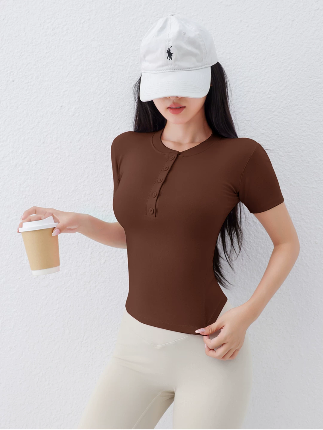 Jiumai Yipin Hunter Training Sports Tay áo ngắn dành cho nữ mùa hè Slim Fit Yoga Top Áo thun thể dục thoáng khí.