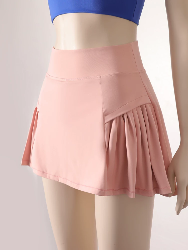 Váy tennis nhanh khô chuyên nghiệp, váy tập thể dục, váy thể thao ngắn, quần váy tennis yoga cạp cao mỏng mùa hè dành cho nữ