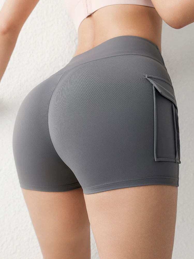 Quần short thể thao co giãn cao, ôm sát, nâng mông dành cho nữ, quần short tập thể dục nhanh khô, quần short yoga cạp cao cho mùa xuân hè.