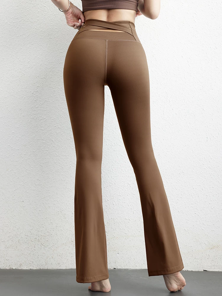 Quần thể thao Jiumai Yipin Naked Feel dành cho nữ, Quần tập yoga ống loe nhanh khô, cạp cao, giúp nâng mông và thon gọn bụng.