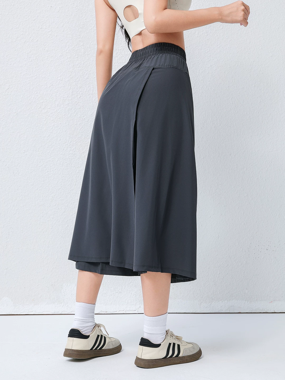 Quần váy công sở Jiumai Yipin Grey Yamamoto dành cho nữ, Váy thể thao mỏng nhanh khô, Váy ống rộng tập thể dục chạy bộ thông thường.