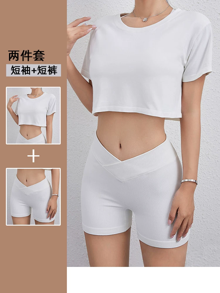Bộ đồ tập yoga Jiumai Yipin dành cho nữ 2026 Bộ quần short chạy bộ buổi sáng ngắn tay mùa hè mới dành cho nữ Bộ đồ thể thao chuyên nghiệp.
