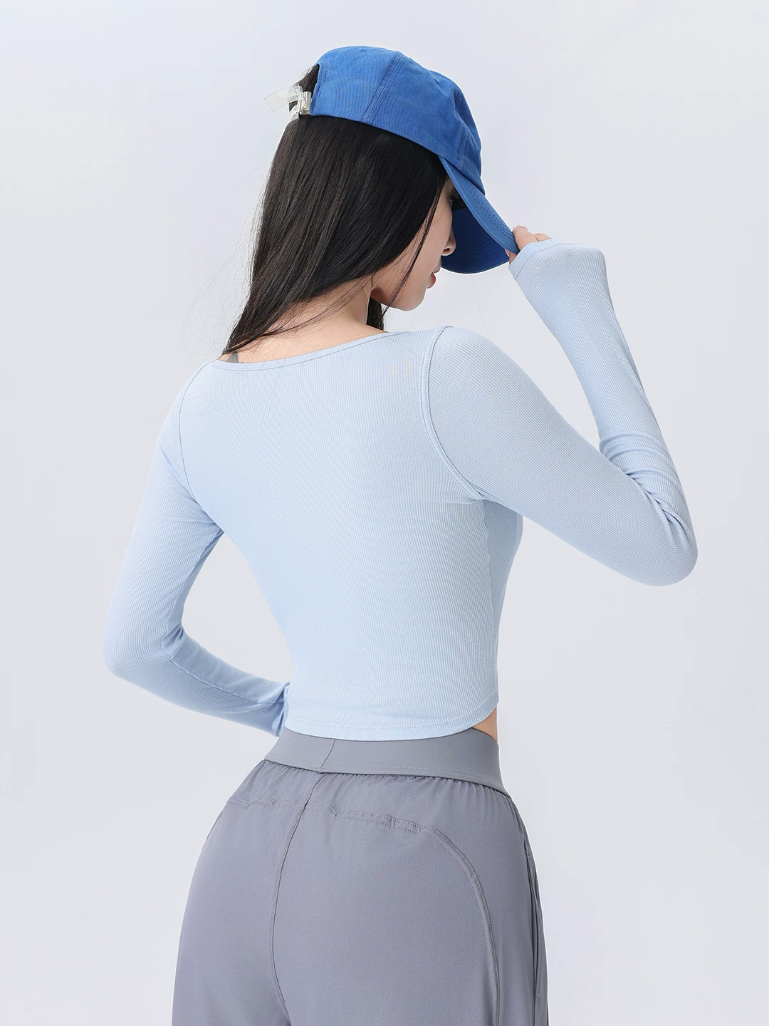 Áo thể thao nữ dệt gân, kiểu dáng ôm sát, mới mùa thu 2026, thích hợp tập yoga, chạy bộ, tập luyện thể dục.