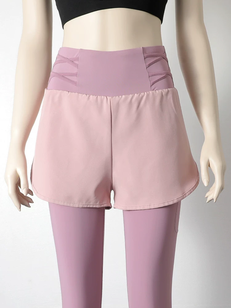 Quần short thể thao hai trong một Jiumai Yipin chống lộ hàng, quần tập yoga chạy bộ, quần tập yoga cạp cao, quần áo thông thường thoáng khí, nhanh khô