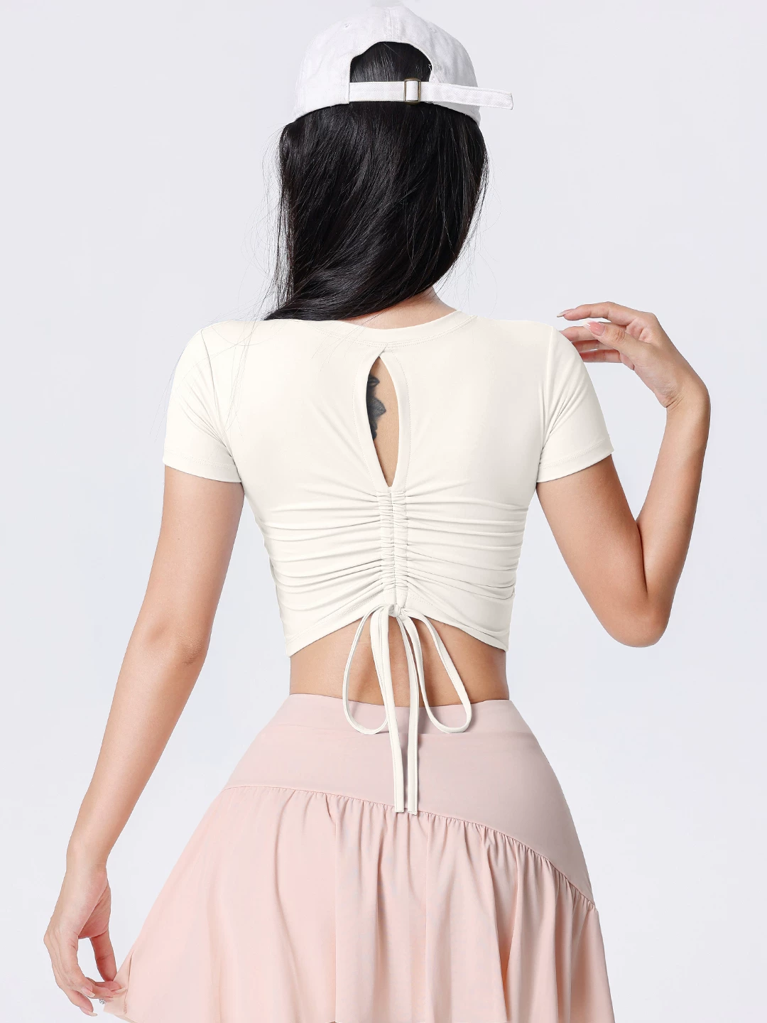 Áo thun thể thao chạy bộ nữ ngắn tay hở lưng gợi cảm, có đệm ngực, áo tập thể dục mùa hè 2026