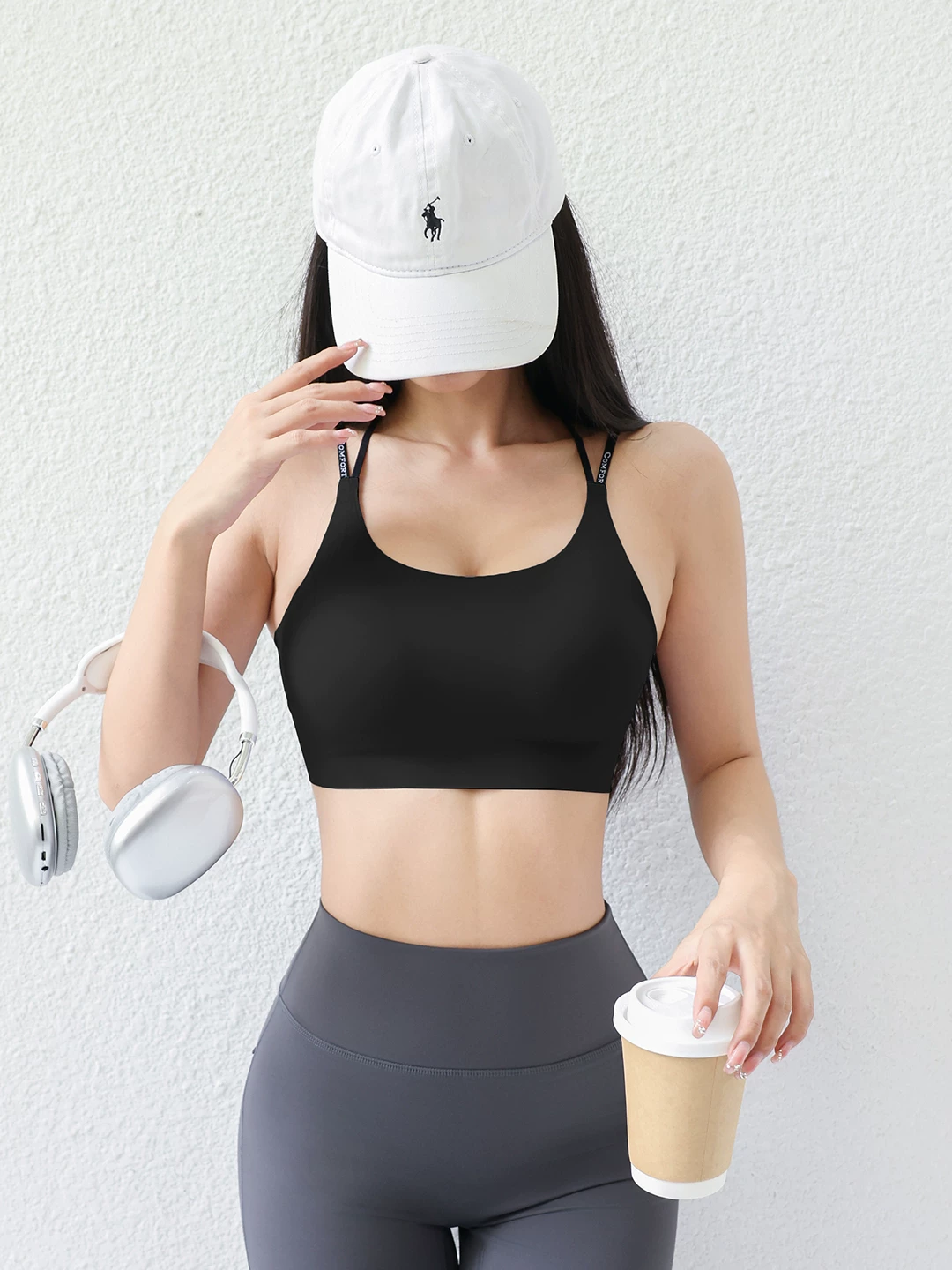 Trang phục tập yoga với áo ngực thể thao chống sốc lưng chéo dành cho nữ, dây đeo vai mềm mại kiểu dải thạch, áo ngực thể thao kiểu vest, trang phục tập thể dục.