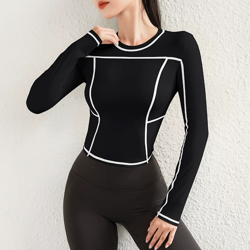 Quần áo tập yoga phong cách mới áo khoác thể thao chạy bộ dành cho nữ mùa thu đông áo tập thể dục dài tay cao cấp Quần áo tập Pilates