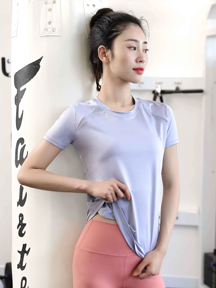 Áo thun thể thao nữ, áo tập yoga co giãn ôm sát, nhanh khô, áo tập gym ngắn tay lưng lưới khoét đẹp