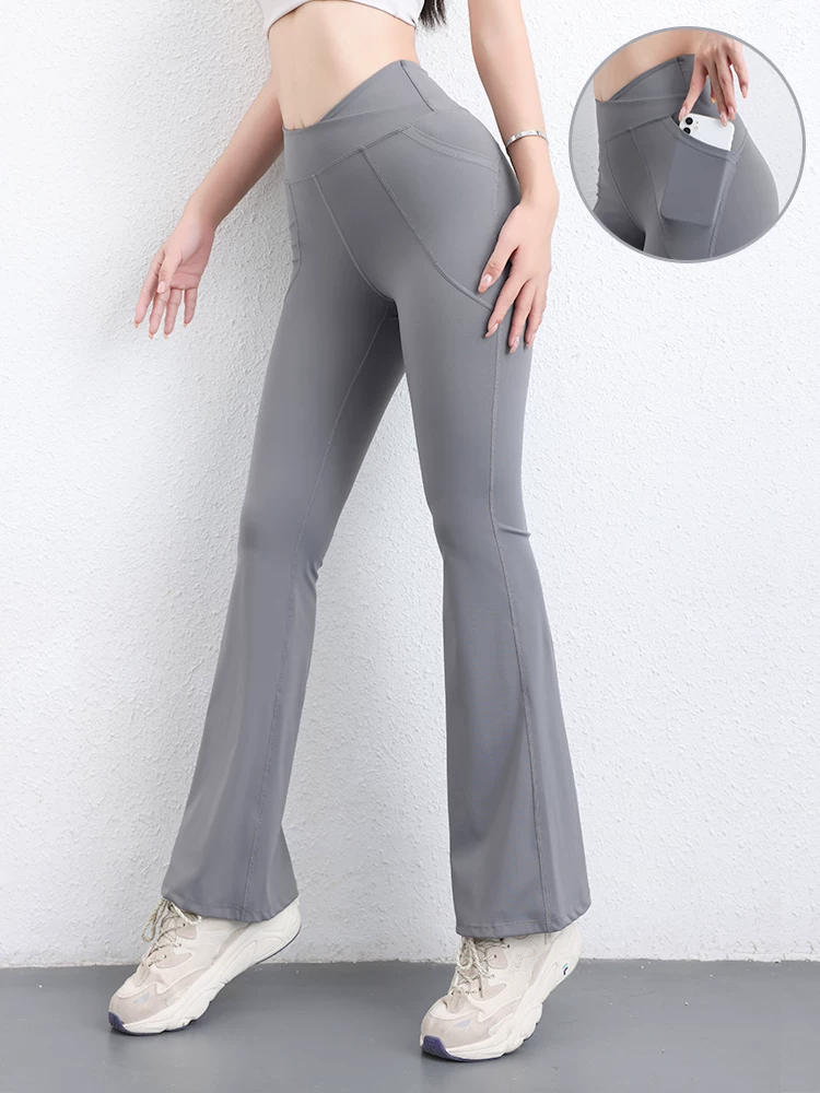 Quần tập yoga ống loe siêu nhỏ Jiumai Yipin dành cho nữ, quần thể thao chạy bộ ống rộng chống nắng mỏng mùa hè, nâng mông, giảm béo, nâng mông.