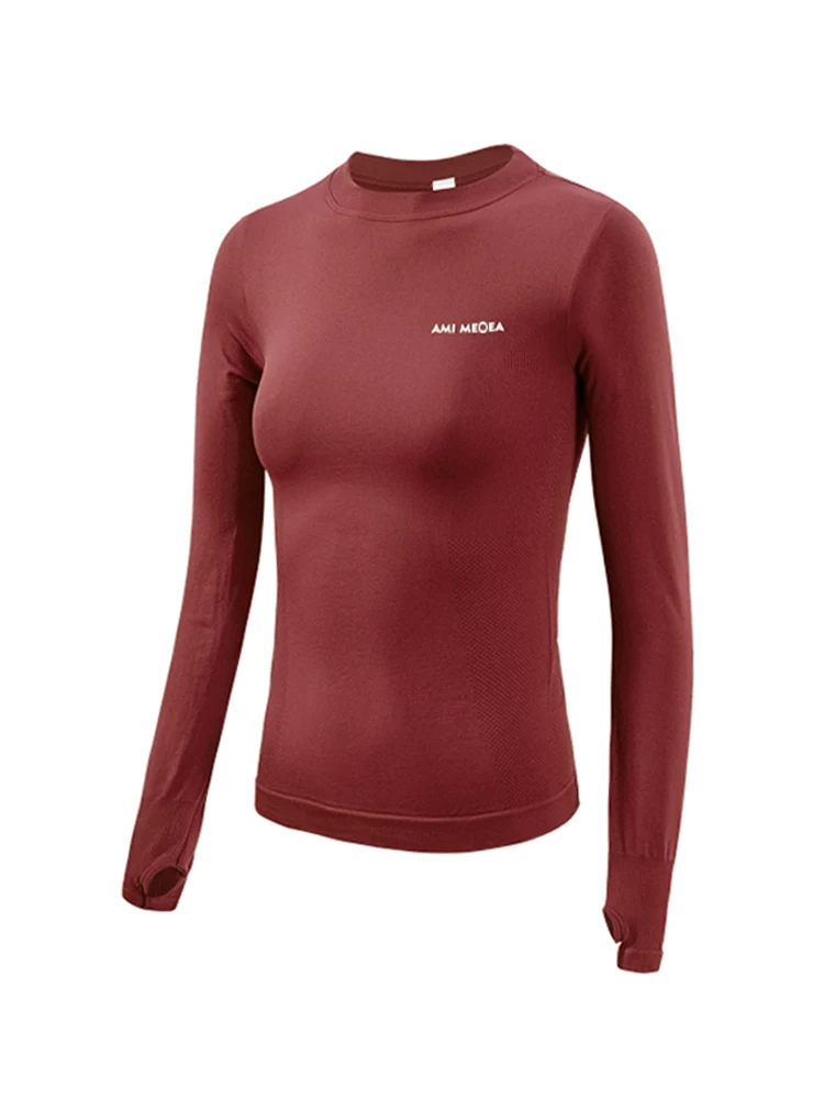 Áo thun thể thao dài tay co giãn thoáng khí Jiumai Yipin dành cho nữ, áo thun thể thao nhanh khô, trang phục tập yoga