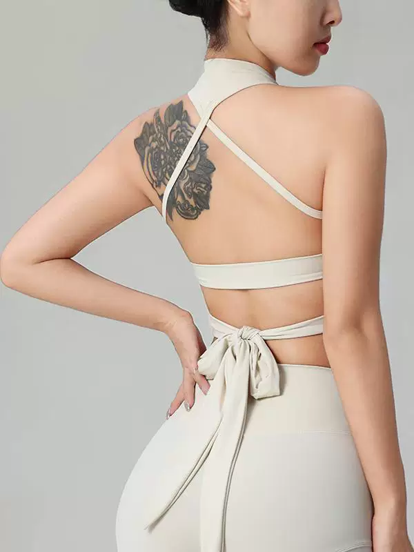 Áo ngực tập yoga dây đeo gợi cảm, không lưng, dành cho nữ, áo thể thao liền thân, chống sốc, nhanh khô, dùng cho tập luyện Pilates và thể dục.