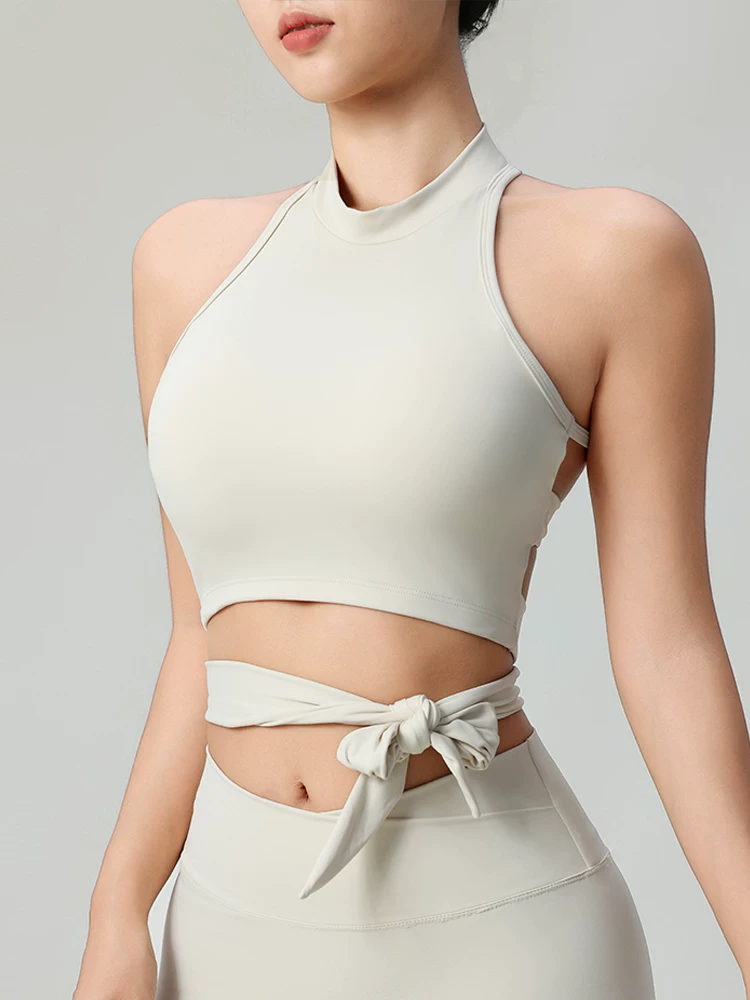 Áo ngực tập yoga dây đeo gợi cảm, không lưng, dành cho nữ, áo thể thao liền thân, chống sốc, nhanh khô, dùng cho tập luyện Pilates và thể dục.