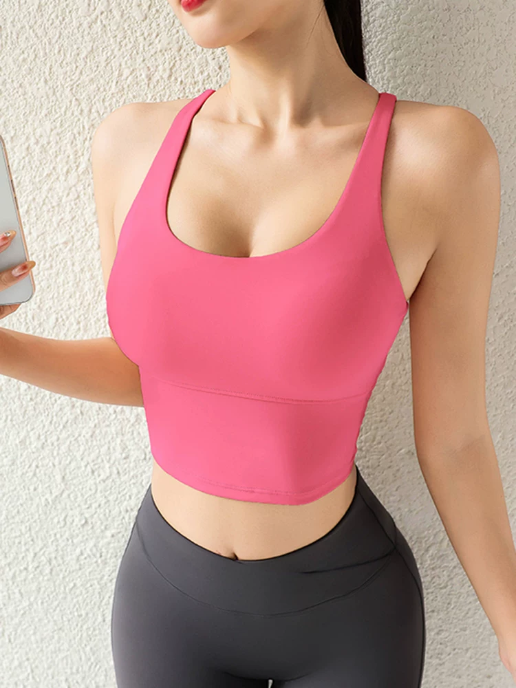 Áo ngực thể thao phong cách Dopamine dành cho nữ, trang phục tập yoga chống sốc mùa hè, áo tập thể dục lưng đẹp có đệm ngực, áo ngực Pilates.