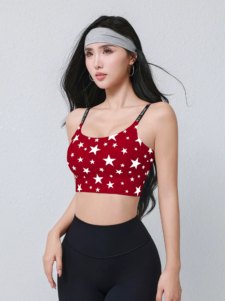 Jiumai Yipin Starry Sky Seamless Nude Feel Áo ngực thể thao lưng đẹp Yoga Vest Đồ lót tập thể dục Chống sốc Chống chảy xệ.