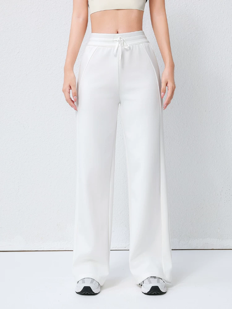 Quần ống rộng cạp cao mới mùa xuân thu 2026 dành cho nữ, quần thể thao dáng rộng, tôn dáng và đa năng, quần thể thao ống đứng, chất liệu rũ đẹp.