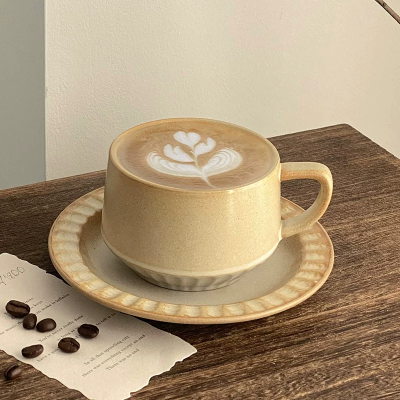 Bộ tách trà cà phê gốm sứ Nhật Bản cổ điển dùng trong nhà, tách cà phê nghệ thuật cappuccino latte sáng tạo, cốc, ly uống nước