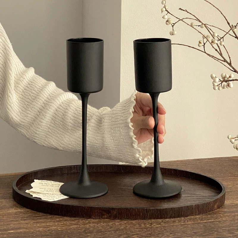 Ly cocktail thủy tinh đen mờ kiểu cổ điển, ly rượu sâm banh cao cấp, ly nước ép