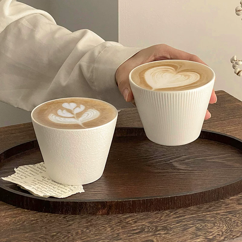 Cốc cà phê trắng đơn giản kiểu Nhật, cốc cầm tay bằng gốm tinh tế, cốc miệng lợn, cốc nghệ thuật latte trắng Úc, cốc latte