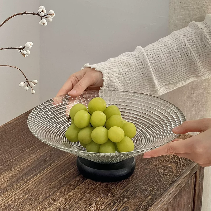 Đĩa trái cây để bàn cà phê phòng khách, đĩa trái cây khô, phong cách nhẹ nhàng sang trọng, cao cấp, đĩa trưng bày đồ ăn nhẹ bằng kính tinh tế, khay đựng kẹo