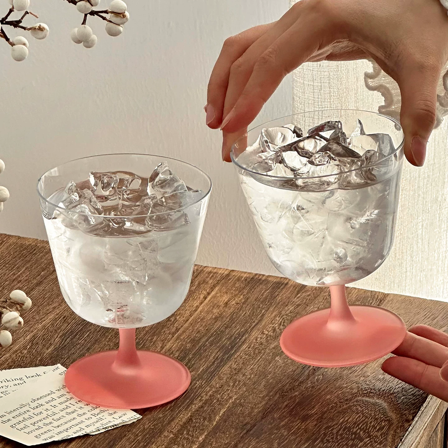 Ly thủy tinh miệng rộng chất lượng cao, ly cocktail nhẹ, ly cà phê đá Americano, ly uống nước.