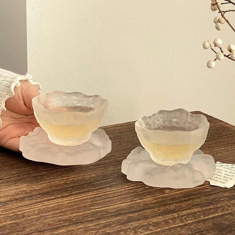 Tách trà thủy tinh kiểu Nhật, cốc thủy tinh mờ, cốc nếm thử, cốc rượu sake, cốc trà gia dụng, bộ trà kungfu