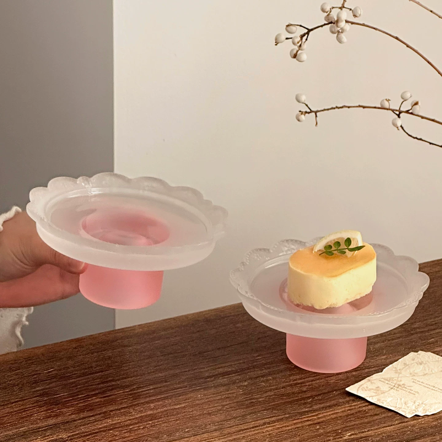 Đĩa cao bằng thủy tinh ren cao cấp, đĩa tráng miệng, đĩa ăn nhẹ trà chiều tinh tế, đĩa bánh ngọt, đĩa sáng tạo và đẹp mắt