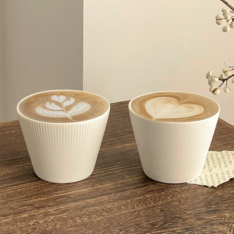 Cốc cà phê trắng đơn giản kiểu Nhật, cốc cầm tay bằng gốm tinh tế, cốc miệng lợn, cốc nghệ thuật latte trắng Úc, cốc latte