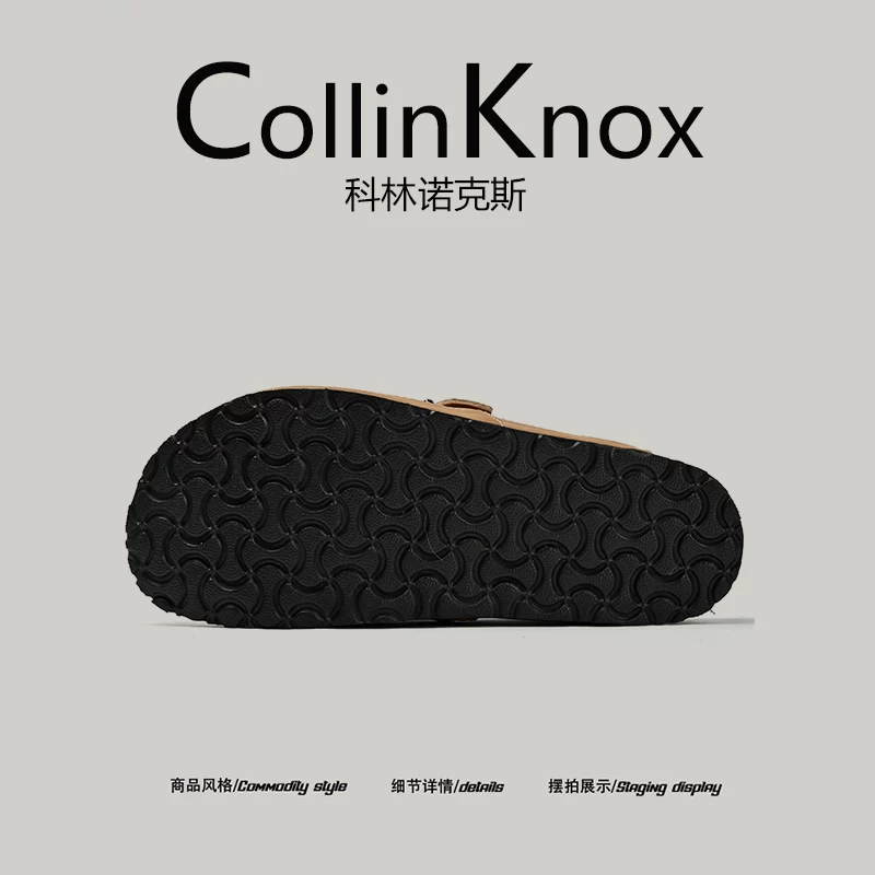 [Da thật được khuyên dùng] CollinKnox 2026 Mẫu mới mùa hè Dép nam cỡ lớn kiểu dáng hở mũi có thiết kế khoét lỗ.