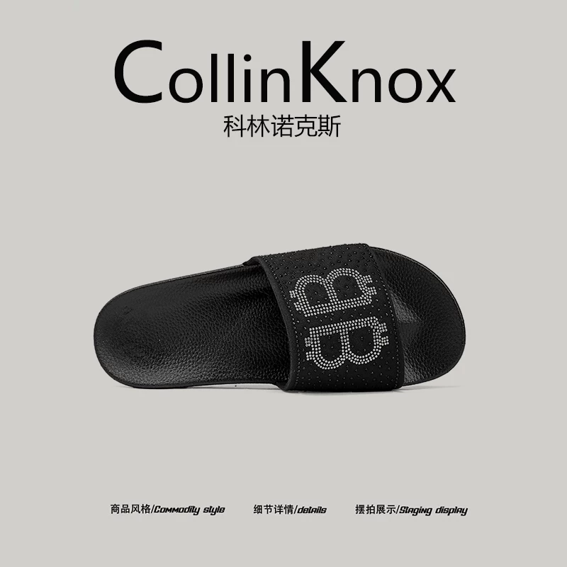 [Sản phẩm hot được ưa chuộng] Dép lê đính kim cương kiểu dáng mùa hè mới CollinKnox2025 dành cho nam, có thể mang ở nhà và ngoài trời