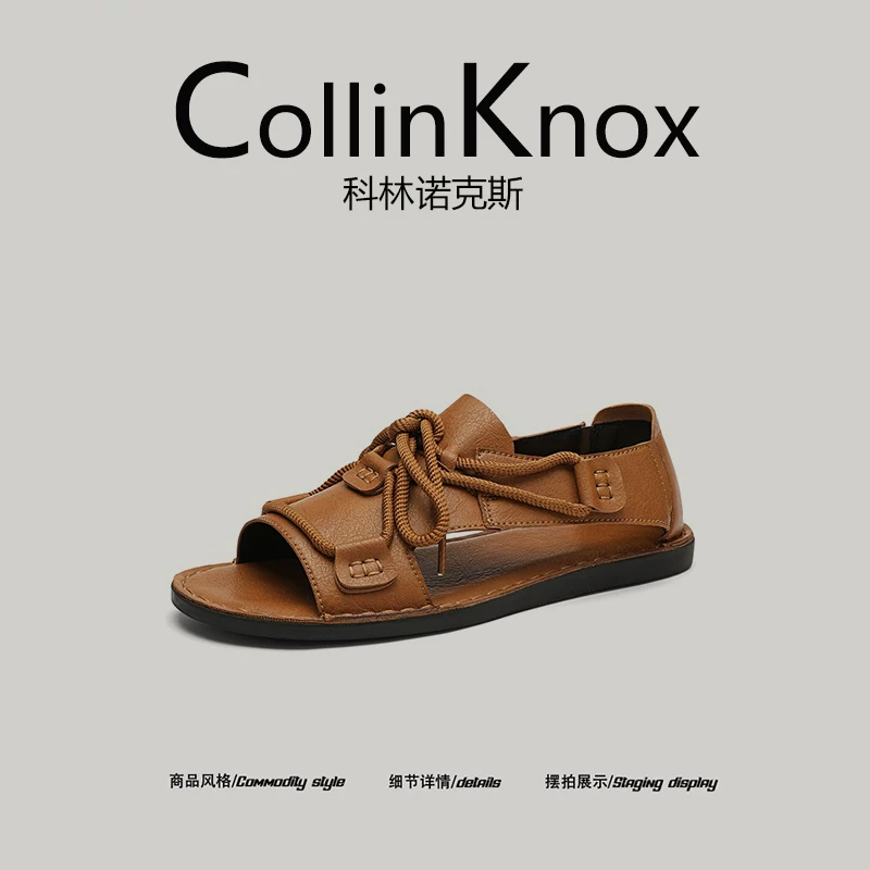 [Phong cách thiết kế thích hợp] CollinKnox 2026 dép nam mới mùa hè kiểu dáng giản dị cỡ lớn giày kiểu La Mã