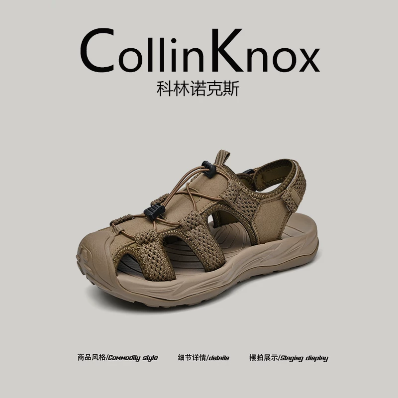 [Da thật chất lượng cao] Dép nam CollinKnox 2026 mùa hè mới có thiết kế mũi kín và chống va chạm dành cho đi bộ đường dài và đi bộ dưới sông.