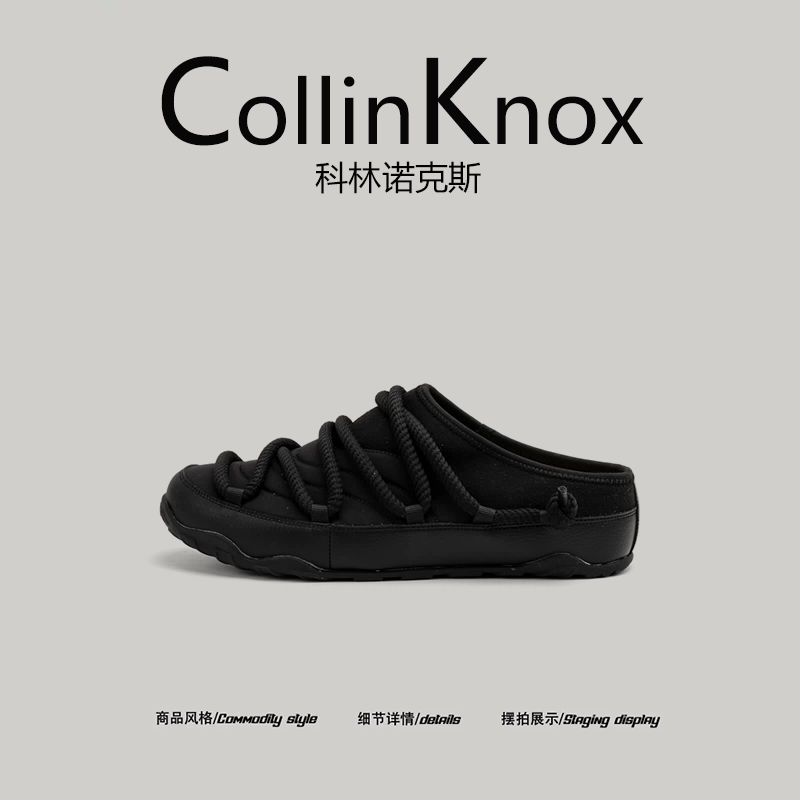 【Chất lượng sang trọng nhẹ nhàng】CollinKnox 2025 Mùa hè mới phong cách Nhật Bản Dép nửa gót kiểu Niche dành cho nam giới Dép mũi kín