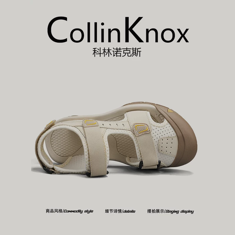 [Da thật được khuyên dùng] Giày đi biển nam CollinKnox 2026 mới mùa xuân, mũi kín và có quai dán Velcro.