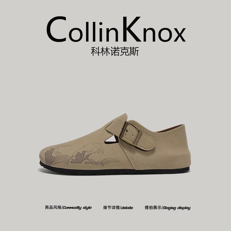 [Sản phẩm siêu hot] Giày Birkenstock có họa tiết minh họa theo phong cách mùa hè mới của CollinKnox2026 dành cho nam, dép đế nút chai có độ che phủ toàn diện