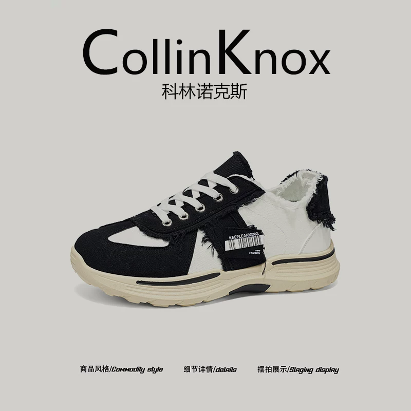 [Trang phục phong cách Hàn Quốc] CollinKnox 2026 Mùa hè mới hợp thời trang Giày nam phong cách đường phố Giày bố vải canvas sờn