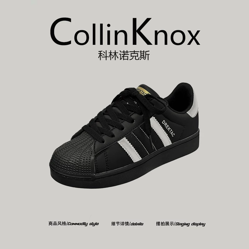 【Trendy ins】CollinKnox2025 giày thể thao màu trắng mũi vỏ sò phong cách mùa hè mới dành cho nam giới với giày trượt ván màu kem