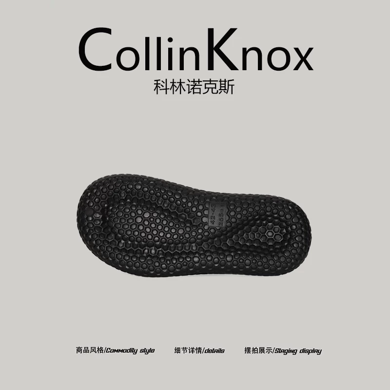 【Phong cách hợp thời trang】Giày Clog vui nhộn mới mùa hè 2025 của CollinKnox dành cho nam giới, dép nửa gót màu đen tăng chiều cao.