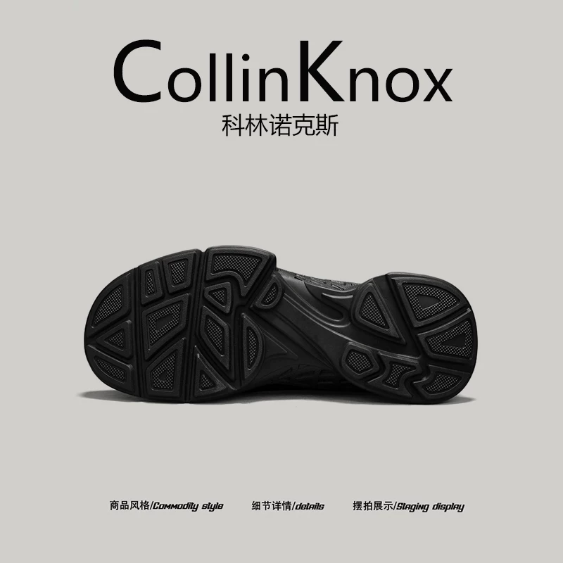 [Đi lại hàng ngày] CollinKnox 2026 Giày thường ngày mới mùa xuân dành cho nam Giày bố có khóa kéo màu đen