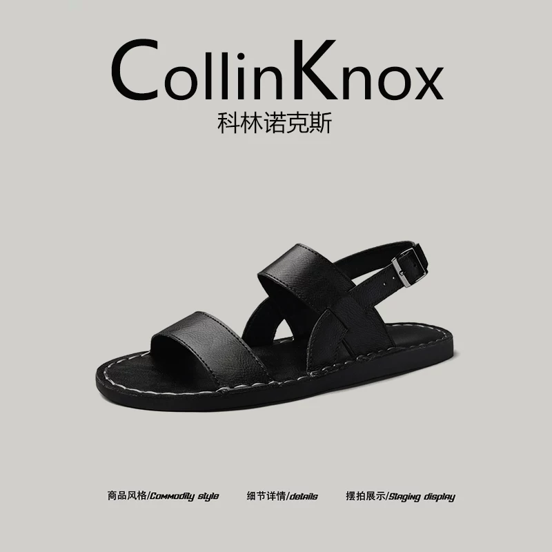 【Đơn giản và phong cách】Giày sandal nam mới có gót của CollinKnox mùa hè 2026, giày đi biển cỡ lớn