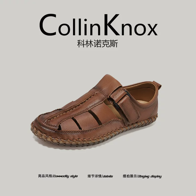 [Chất lượng da thật] Dép nam CollinKnox 2026 mùa hè mới cỡ lớn được khâu rỗng.