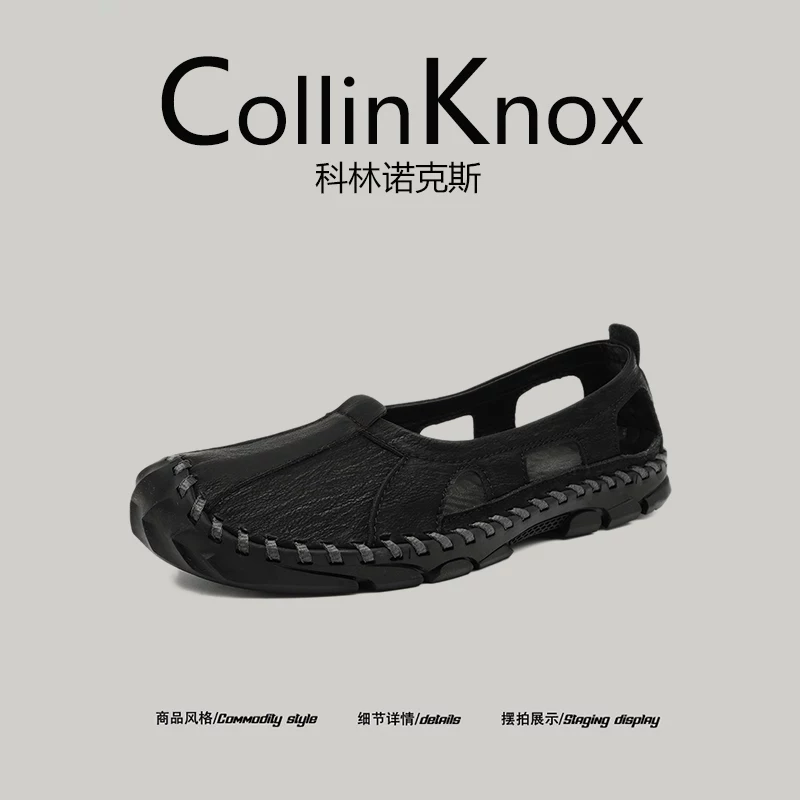 [Chất lượng da thật] Dép nam cỡ lớn CollinKnox 2026 mùa hè mới kiểu khoét lỗ.