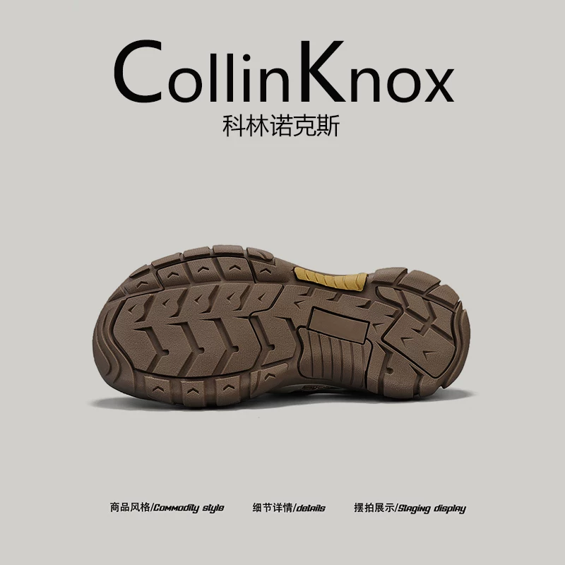 [Da thật cao cấp] Dép CollinKnox 2026 mới mùa xuân dành cho nam có dây đàn hồi để đi bộ đường dài ngoài trời.