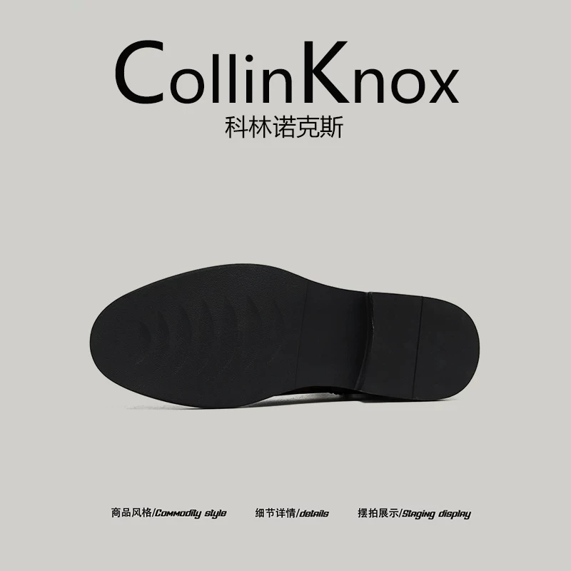 [Da thật cao cấp] CollinKnox2026 mùa xuân mới đa năng phong cách retro thời thượng giày bốt nam mũi nhọn Chelsea Boots