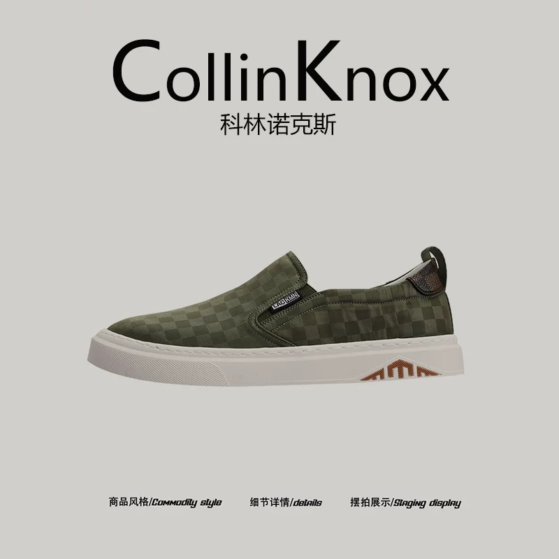 [Nâng cấp chất lượng] Giày đế bằng vải canvas nam mới mùa xuân CollinKnox 2026 Giày thể thao kẻ sọc tiện lợi