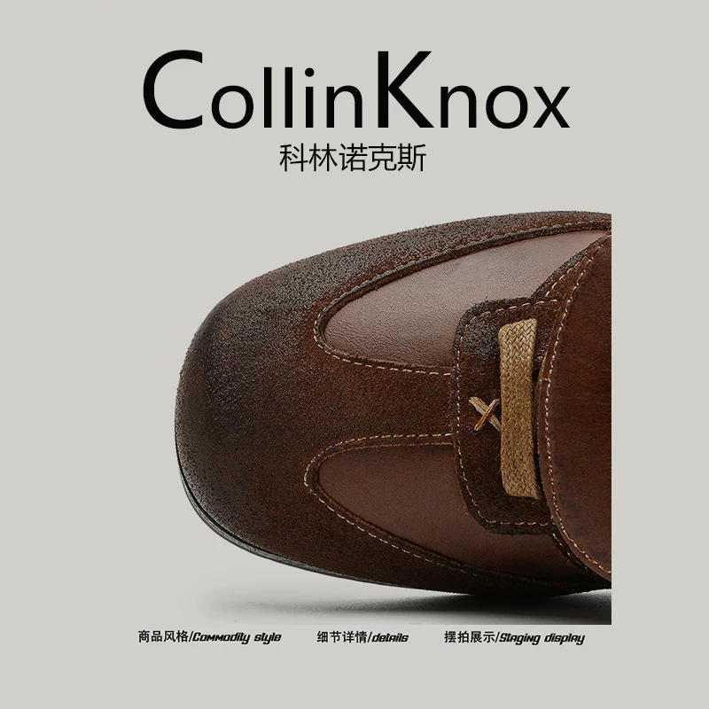[Da thật cao cấp] CollinKnox 2026 Giày tập luyện nam mới của Đức mùa xuân 2026 Giày da mũi vuông phong cách Anh