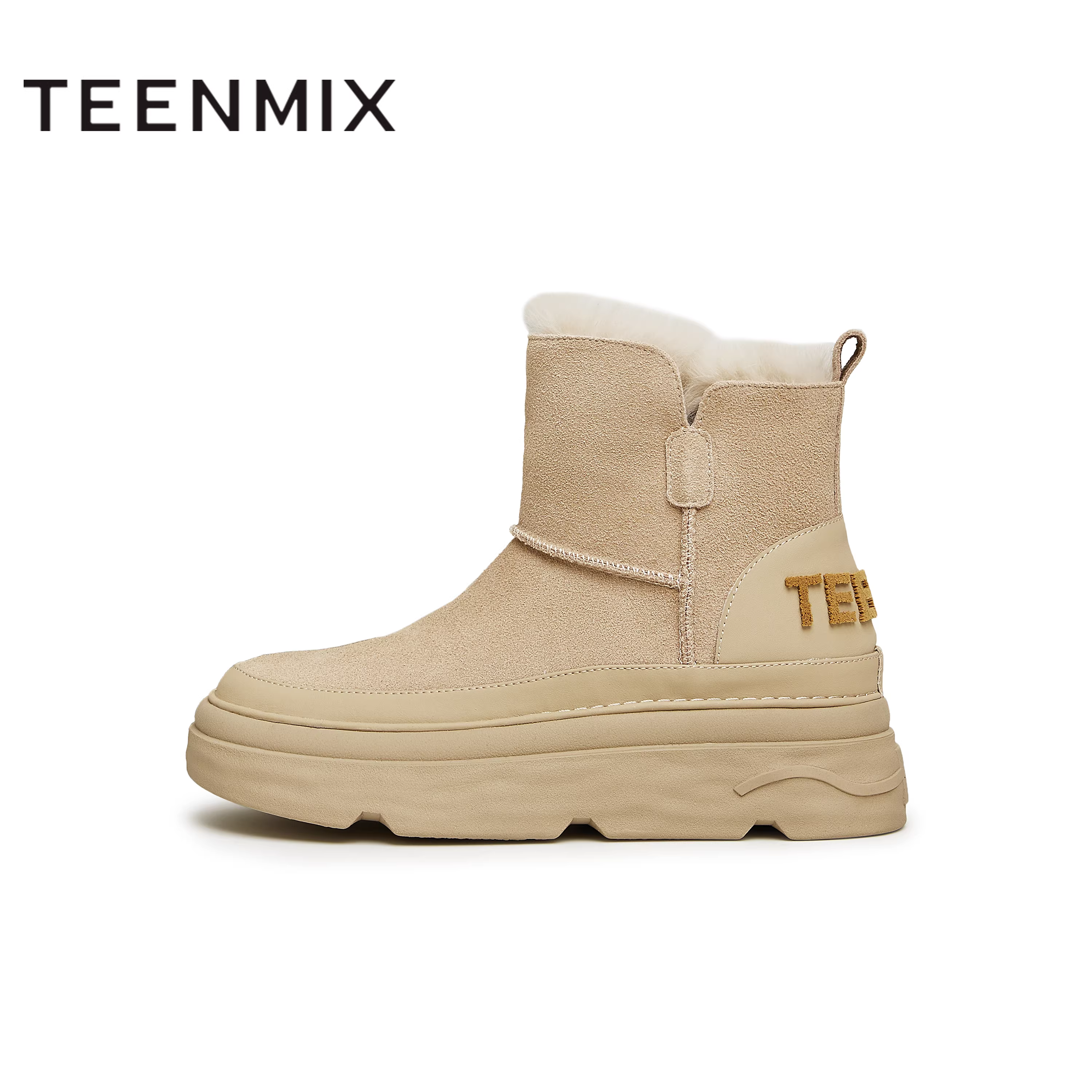 Giày bốt đi làm ngoài trời Tianmeiyi có lớp lót lông cừu, giày cotton ấm áp cho nữ, bốt ngắn đế dày, mẫu mùa đông mới CMS40DD3