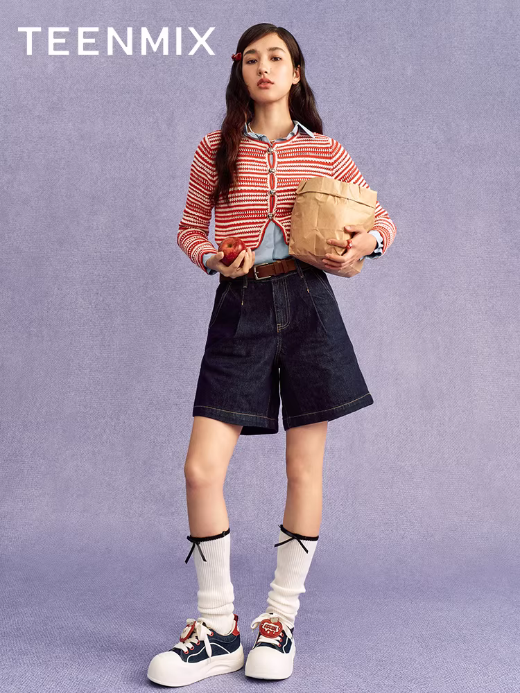 Giày Sneaker Nữ Tianmeiyi Fruit Cloud đế dày tăng chiều cao, kiểu chunky, chất liệu canvas, phong cách thường ngày, mẫu mới Thu 2025