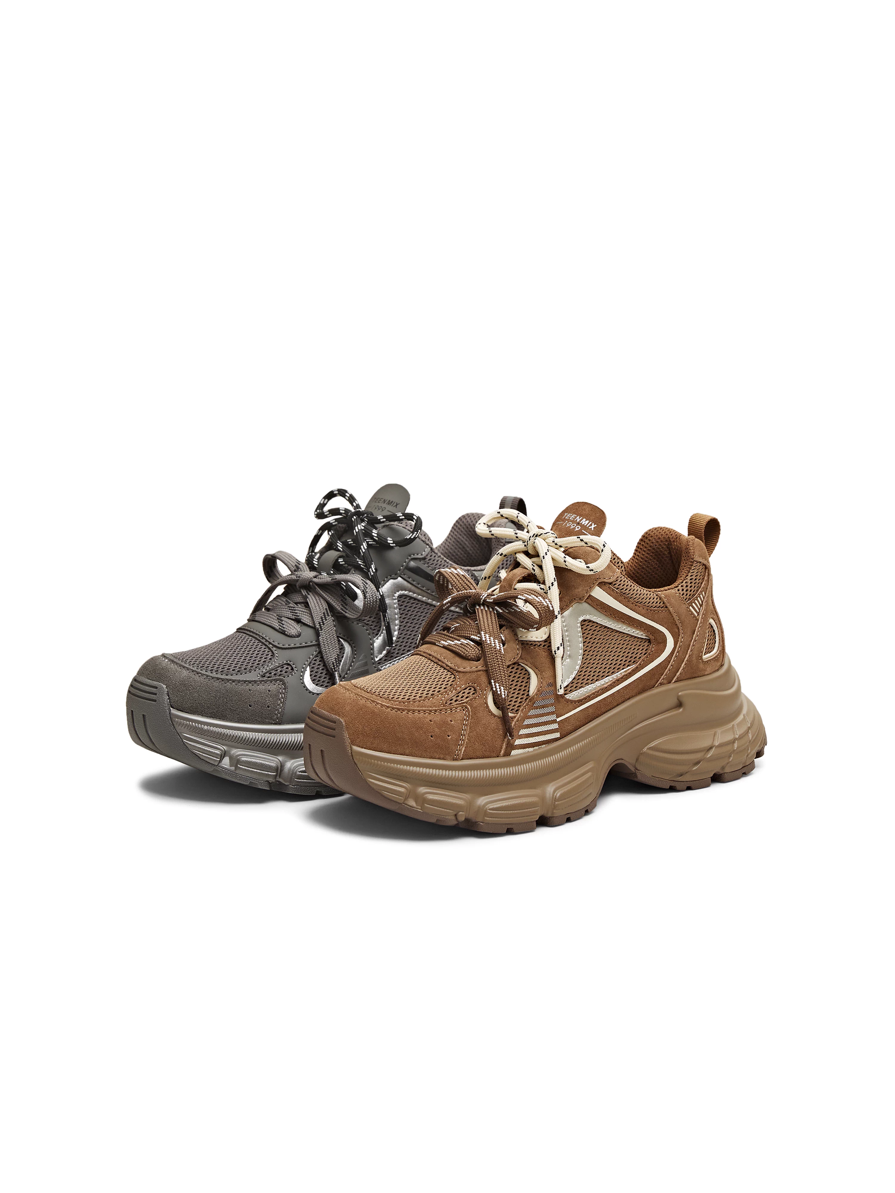 Giày thể thao nữ Tianmeiyi đế dày tăng chiều cao kiểu dáng thời trang, dây buộc, mùa đông 2025, mẫu mới BK963DM5