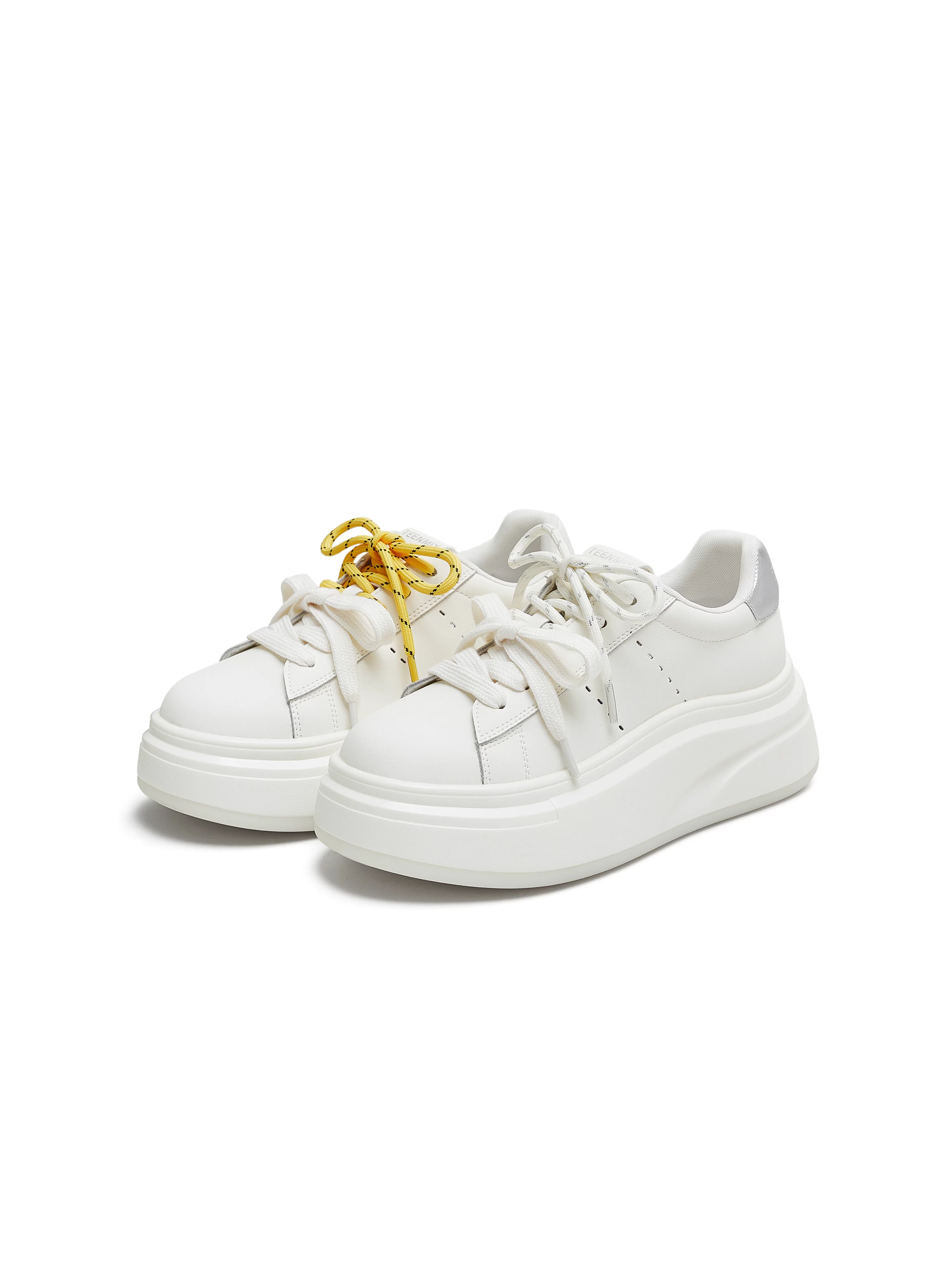 Giày thể thao nữ Tianmeiyi đế dày tăng chiều cao, dây giày đôi, màu trắng, kiểu dáng thể thao, mùa thu 2025, mẫu mới KB089CM5